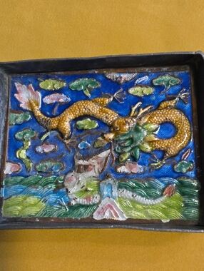 Vintage Chinese Pewter▪︎Enamel Cloisonné Trinket Dish▪︎Likely Mid 20th Century
